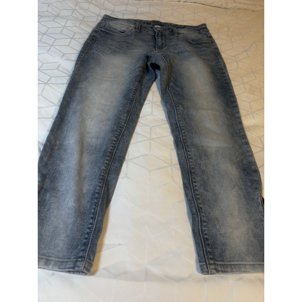 White House Black Market Jeans Womens 6 Blue Capri Y2K Style Zip Hem - Picture 12 of 15